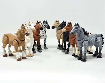 Articulated Horse Toy | 3D Printed Animal Figure | Palomino, Dapple Grey, black, white, paint, appaloosa