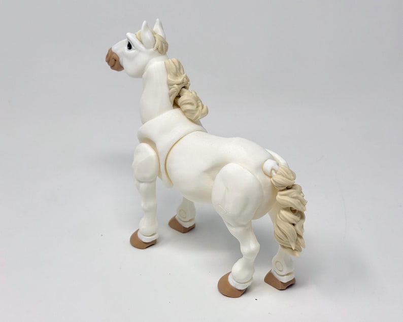 Articulated Horse Toy | 3D Printed Animal Figure | Palomino, Dapple Grey, black, white, paint, appaloosa Imperfect White