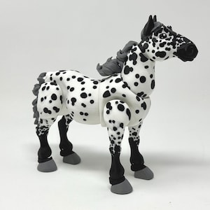 Articulated Horse Toy | 3D Printed Animal Figure | Palomino, Dapple Grey, black, white, paint, appaloosa Appaloosa (Leopard)