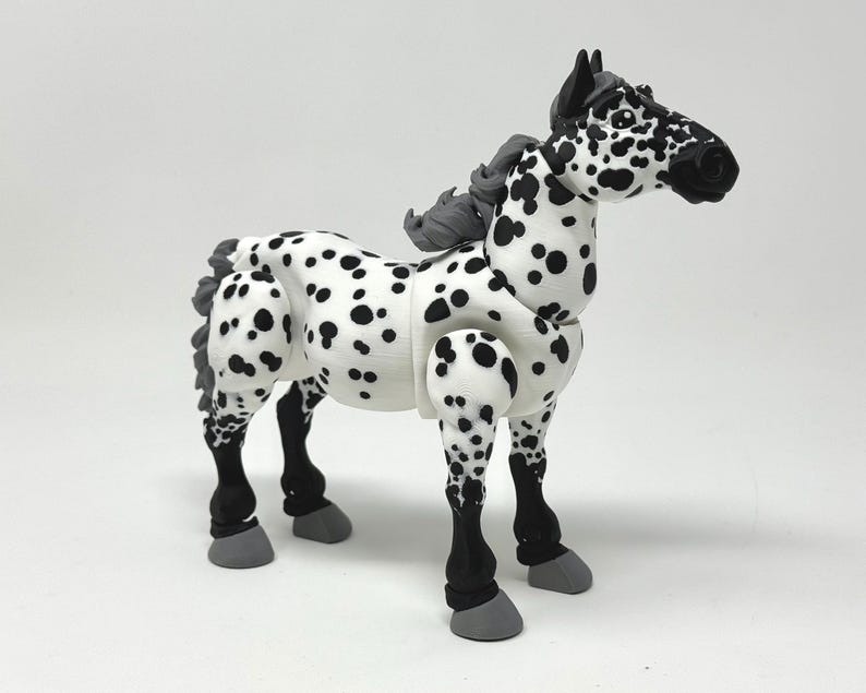 Articulated Horse Toy | 3D Printed Animal Figure | Palomino, Dapple Grey, black, white, paint, appaloosa Appaloosa (Leopard)