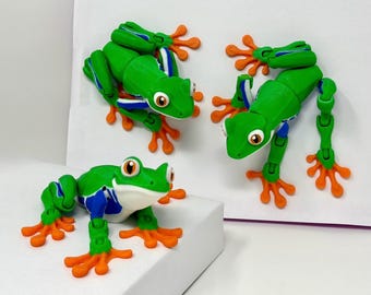 3D Printed Tree Frog Articulated Toy Fridge Magnet Fidget
