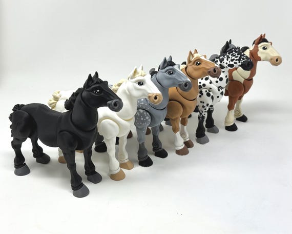 Articulated Horse Toy | 3D Printed Animal Figure | Palomino, Dapple Grey, black, white, paint, appaloosa