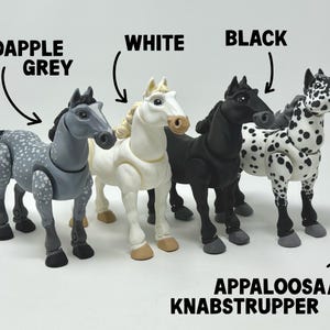 Articulated Horse Toy | 3D Printed Animal Figure | Palomino, Dapple Grey, black, white, paint, appaloosa image 2