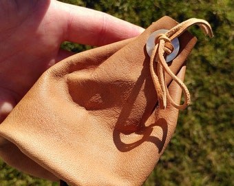 Reindeer Leather Pouch with Mother Of Pearl Button