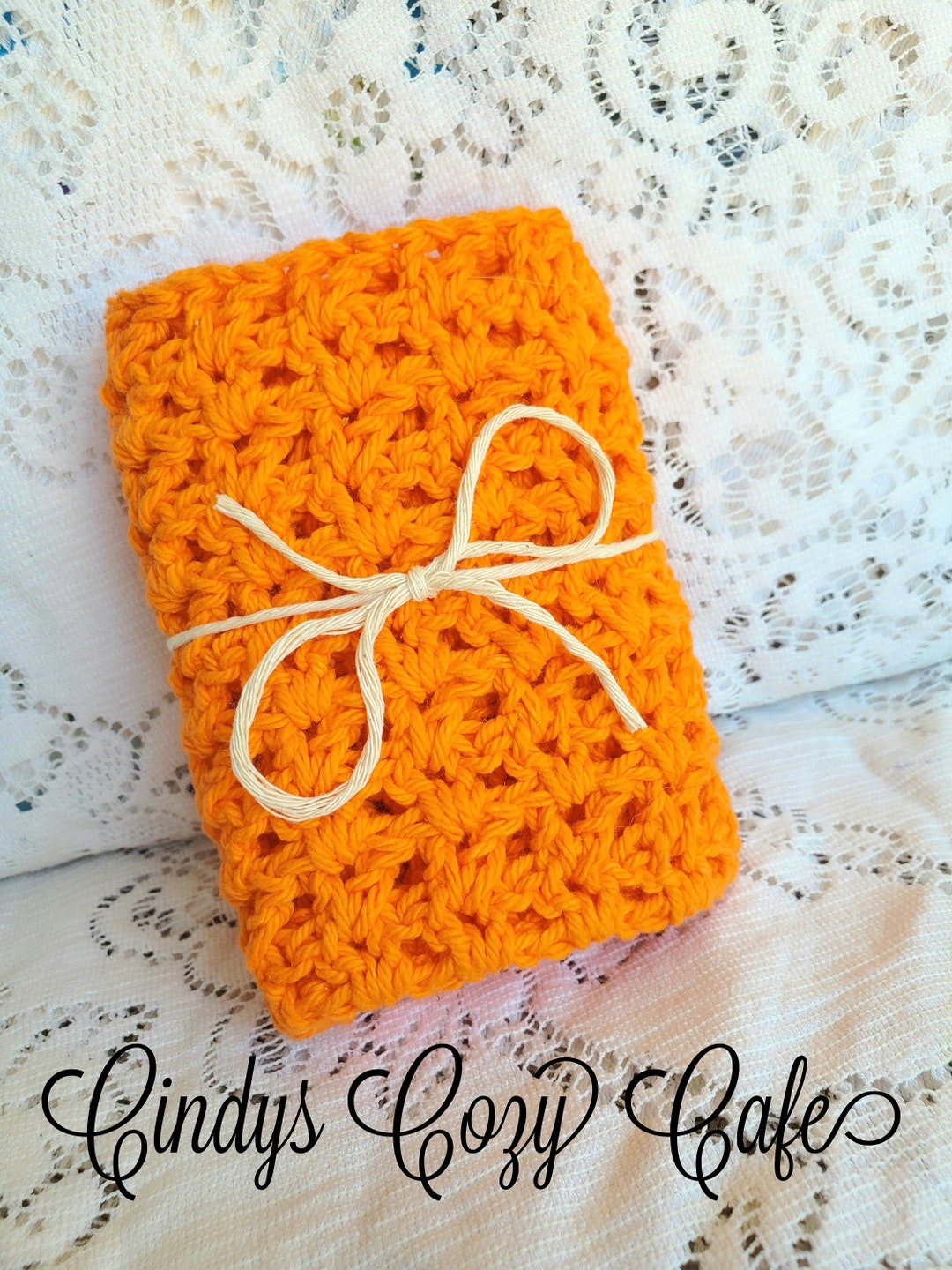Crochet Dishcloth, Large Dishcloth, Dishwrag, Orange Dishcloth, Large