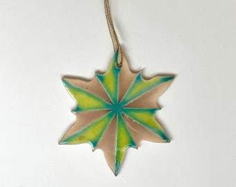 Christmas Snowflake Ornament with Chartreuse Diamonds