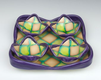 Purple and Chartreuse Sushi Set, Serving and Eating Set