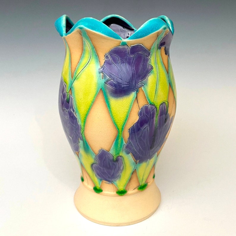 Large Vase with Purple Poppy Pattern Bild 4