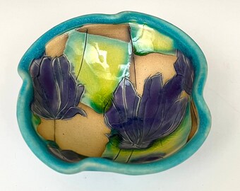 Small Cache Bowl in Purple and Chartreuse - Great Gift item!