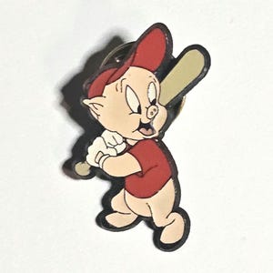 Pin vintage de Porky Pig jugando al béisbol de los dibujos animados de Looney Tunes de la década de 1990