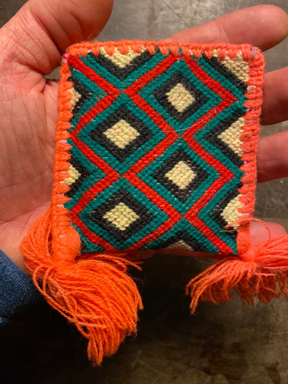 Hand woven Huichol medicine bag with tassels - image 3