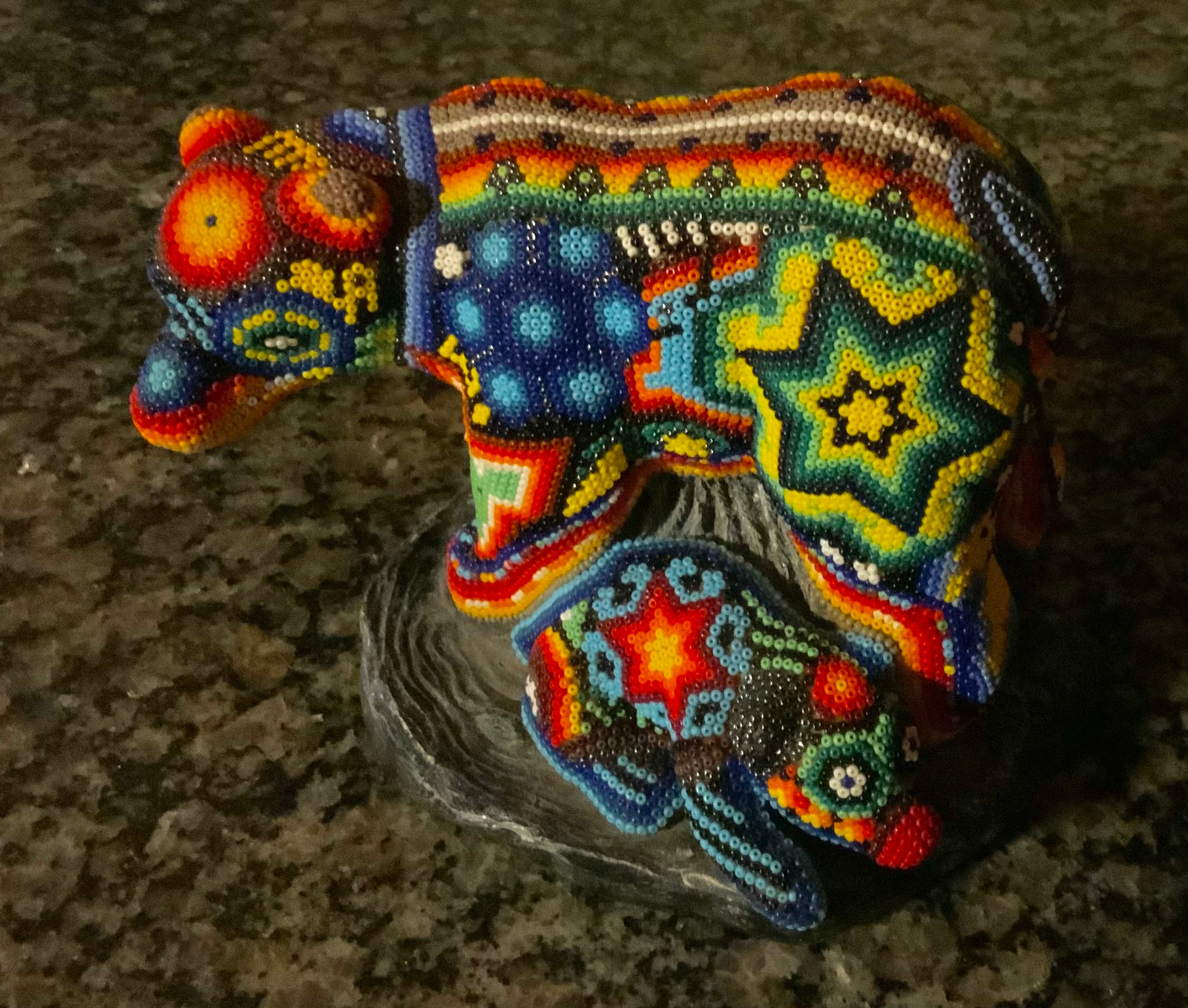 Huichol Beaded Lion