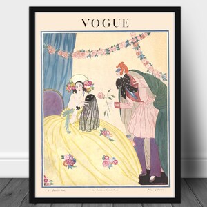 vintage fashion vogue cover 1923 drawing/painting print wall art