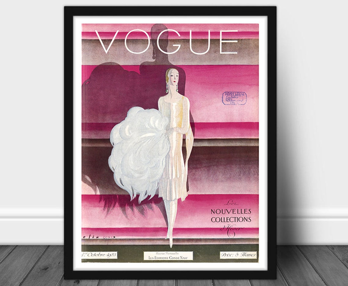 Vintage Vogue Magazine Cover 1925 October Pink Background | Etsy