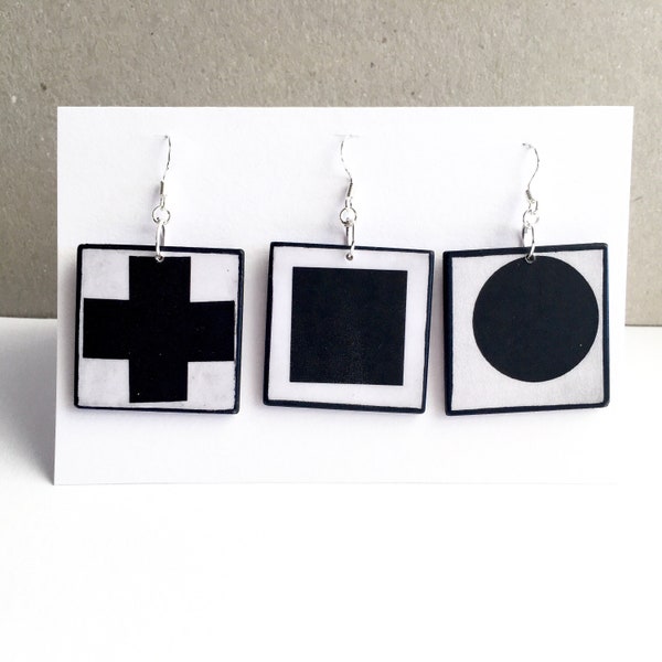 Malevich, artsy earrings, sustainable jewelry gift