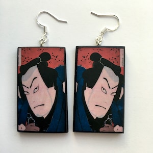 Samouraï japonais, boucles d&#39;oreilles manga. Cadeau fille anime.