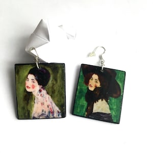 Brincos de retrato de Gustav Klimt: joias artísticas incompatíveis, prata esterlina