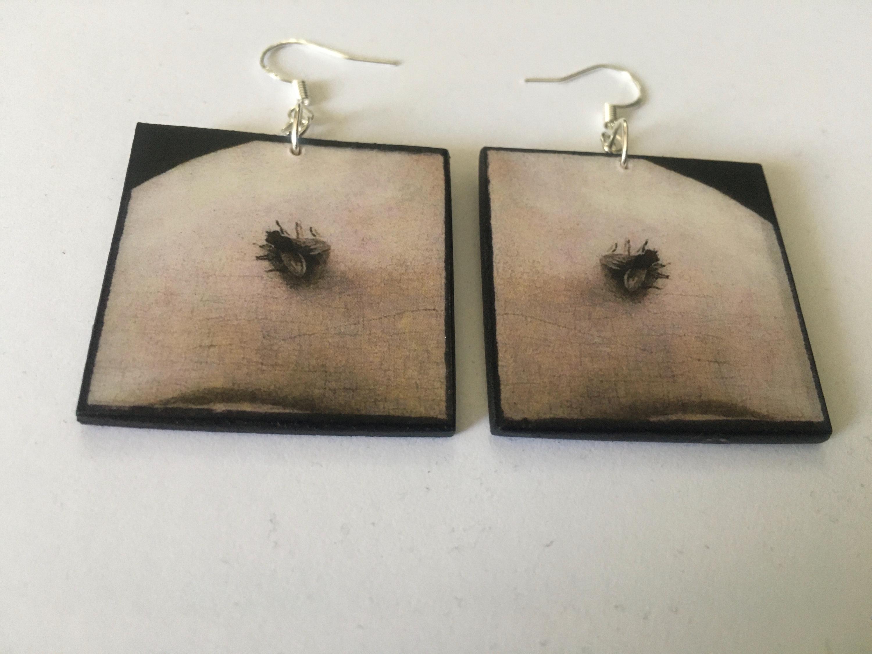 Boucles D'oreilles En Bois Puzzwoods - Fait Main France, Crochet Argent