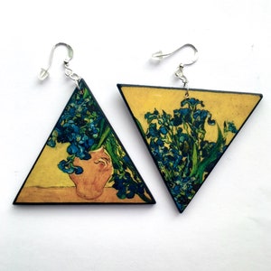 Mother day gift, Van Gogh, mismatched, asymmetrical earrings.