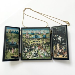 Hieronymus Bosch Necklace: Garden of Earthly Delights Triptych, Handmade Wood Art