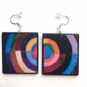 Robert Delaunay, art earrings, Colourful earrings, sustainable gift