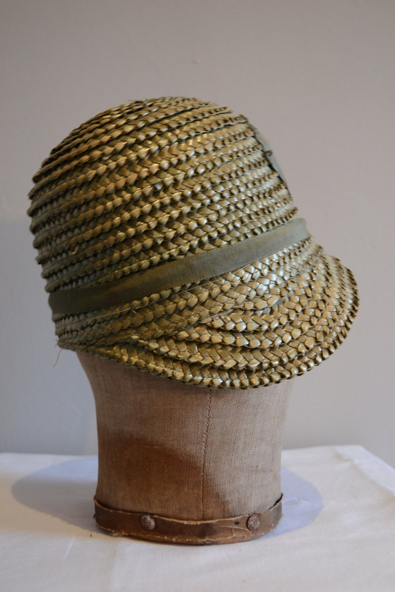 Girls green 1920/'s straw hat
