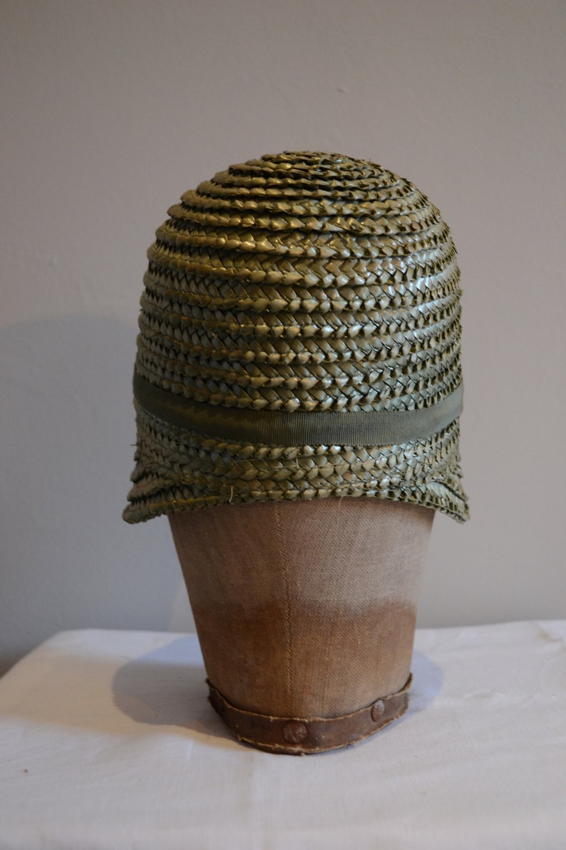 Girls green 1920/'s straw hat