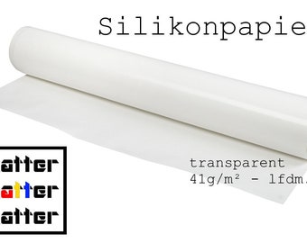 Silicone paper, release paper, roll, 39 cm wide, running meter. 41g/m2, transparent