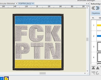 2 embroidery files for patches "FCK PTN"