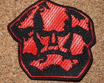 Patch Karl Marx, embroidered, various color combinations, on STEP, uneven shape, diameter approx. 8 cm