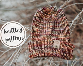 Eddie Beanie | Knitting Pattern | Bulky (5) Yarn | Digital Download | Instant Download | Multiple Sizes | Baby, Toddler, Child, Adult