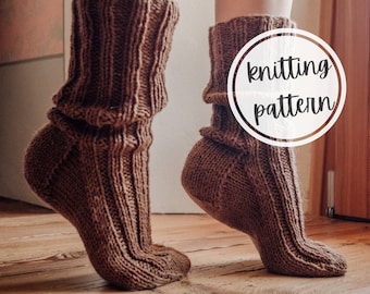 Comfy Cabin Socks | Knitting Pattern | Instant Digital Download | Worsted Weight Yarn | First Time Sock Knitter | Adult Sizes | Woman | Man