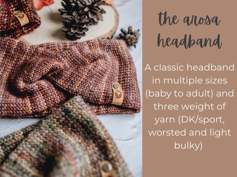 Arosa Headband Knitting Pattern Instant Digital Download Multiple Sizes Baby, Toddler, Child, Teen, Adult Multiple Weights Of Yarn image 2