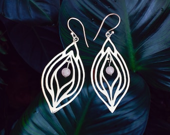 Orecchini Vulva Argento sterling 925 | Quarzo rosa