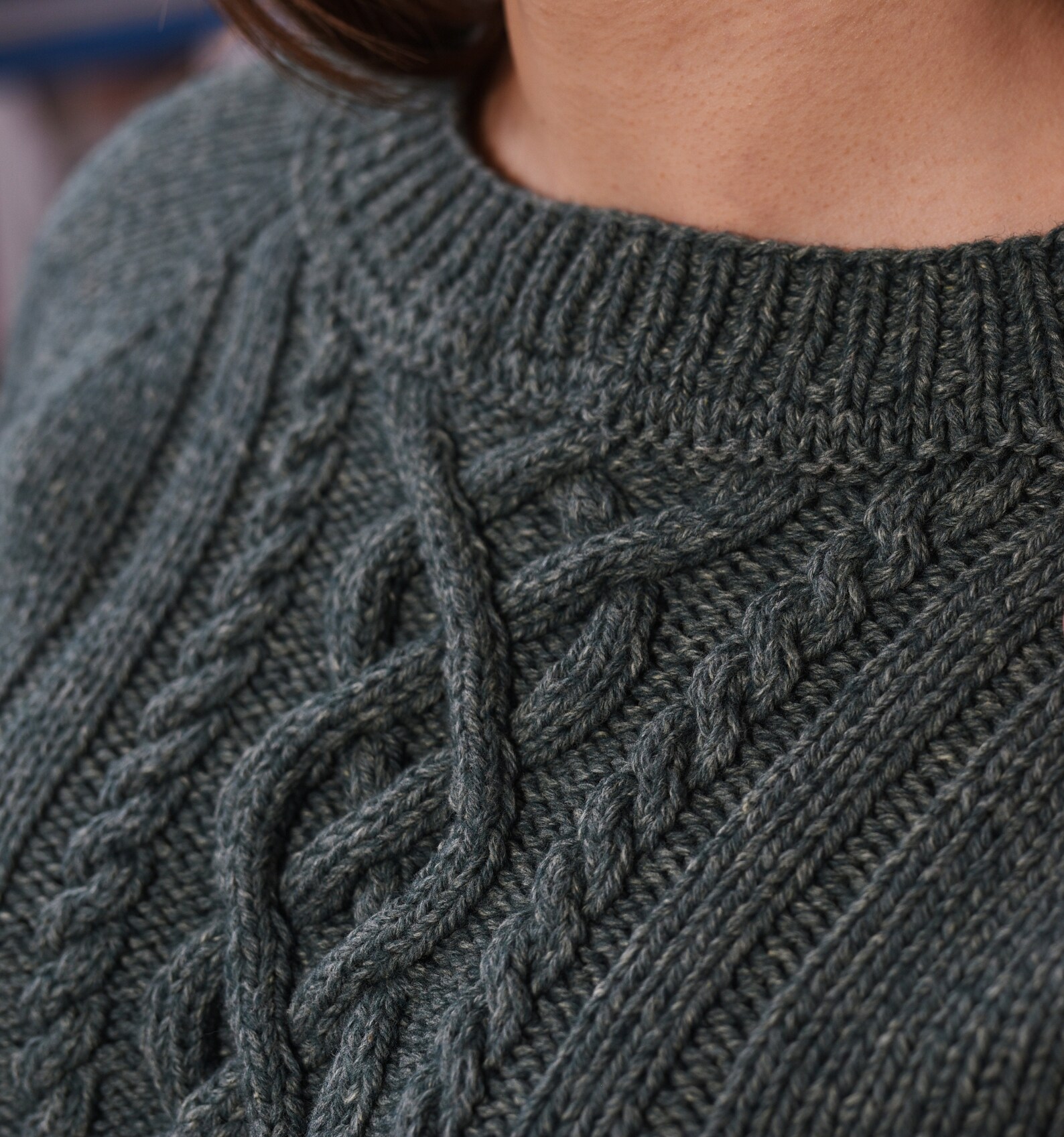 Green knitted sweater jumper with arans woman knitwear Etsy