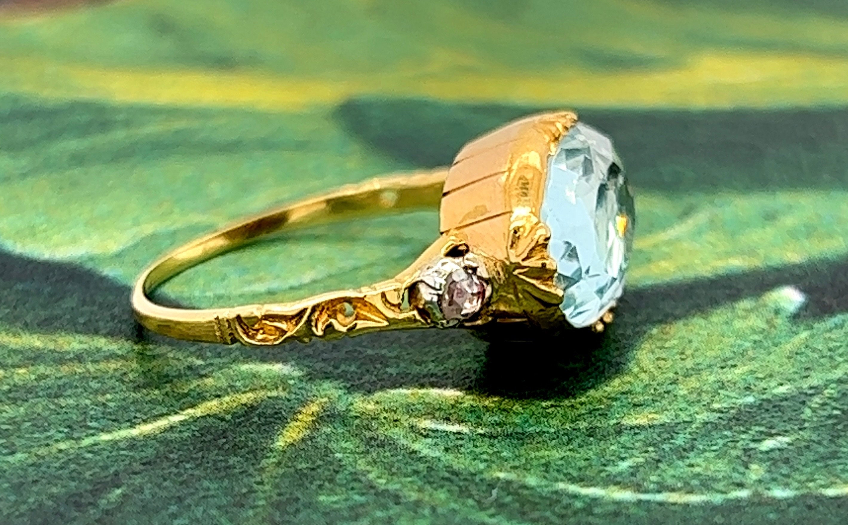 Antique aquamarine rings sale best sale