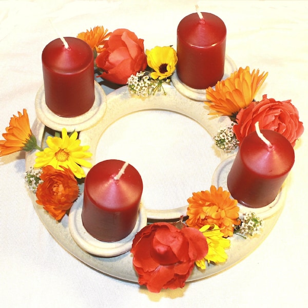 Blumenring Adventskranz mit Kerzenhalter 21 cm Durchmesser