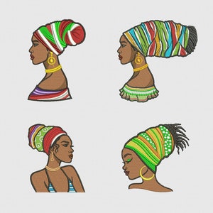 Ausverkauf! -20%, Black Woman In Turban, Woman Portrait, Woman Face, Afro Style, Black Beauty, 4 Optionen, Machine Embroidery Design, 4 Größen