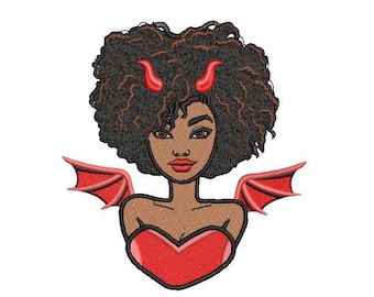 No es un ángel, retrato de chica linda, rostro de mujer, estilo afro, belleza negra, diseño de bordado a máquina, 3 tamaños