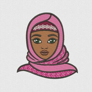 Muslim Girl, Musulman, Arabic, Afro Style, Black Beauty, Machine Embroidery Design, 2 sizes