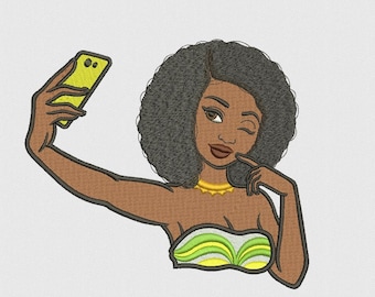 Black Girl Selfie, Афро Стиль, Черная красота, Дизайн машинной вышивки, 3 размера
