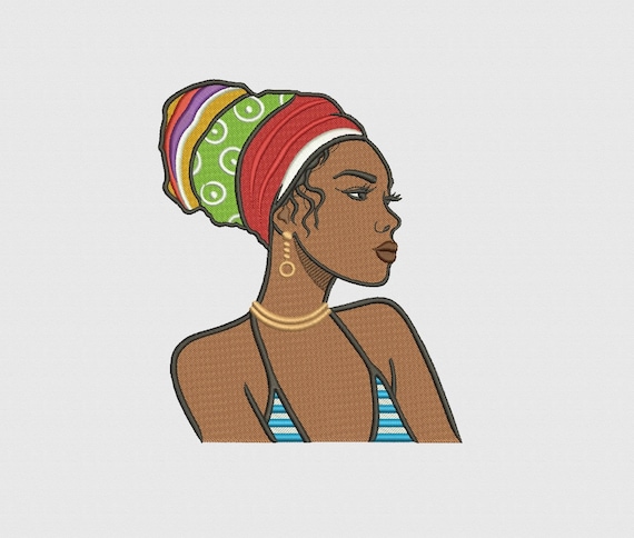 Femme Noire Dans Le Turban Visage De Femme Modele Afro Etsy