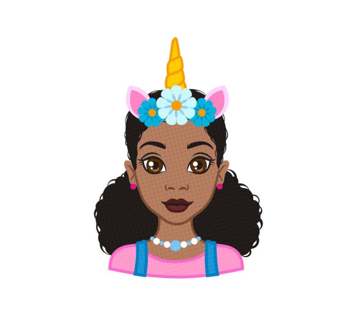 Formats SVG PNG PDF Black Girl Unicorn Woman Portrait Etsy