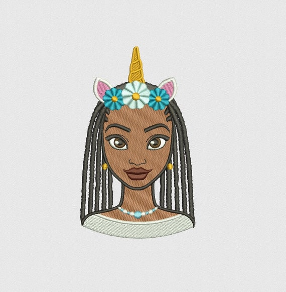 Black Girl Unicorn Woman Portrait Princess Woman Face Afro Etsy