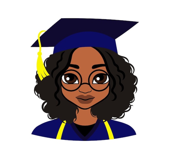 Formats - SVG, PNG, PDF - Black Woman Graduate, Graduation, Graduate,  School, Student, Seniors, Graduated, Afro Style, Black Beauty