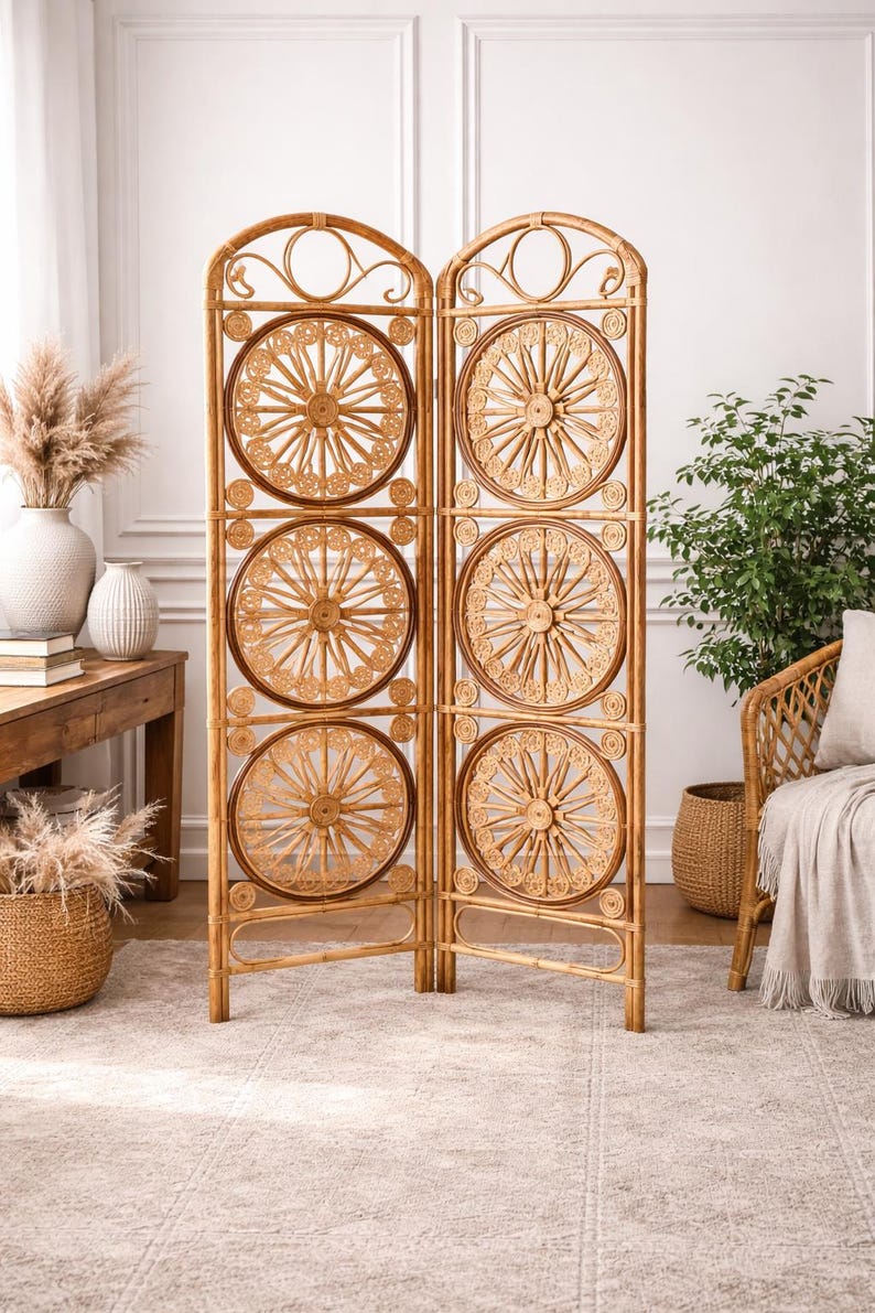 Architectural Cane Divider | Artisan Rattan Partition | Modern Interior ...