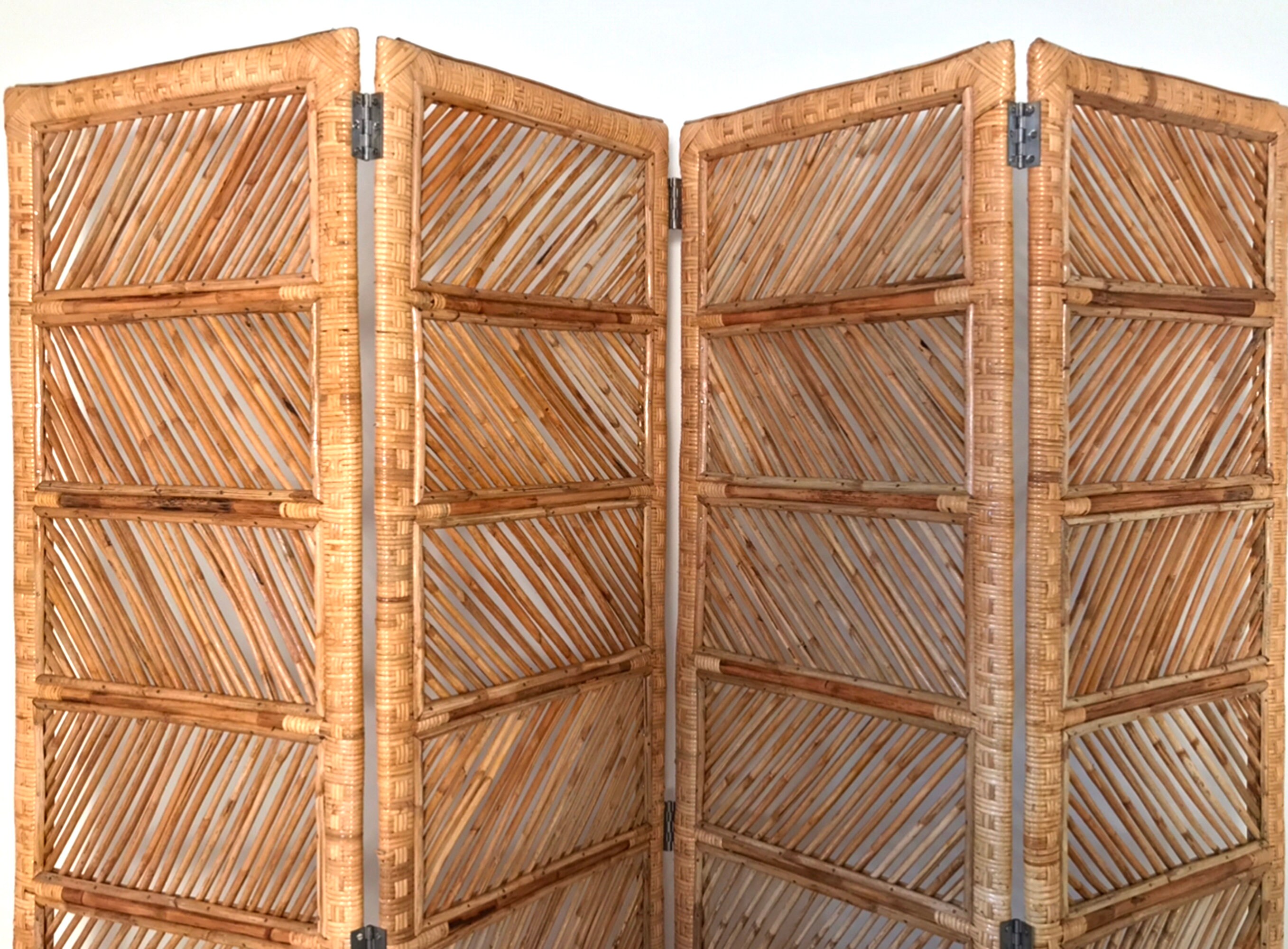 Handmade Rattan room divider 4 fold rattan cane partition 4 Etsy