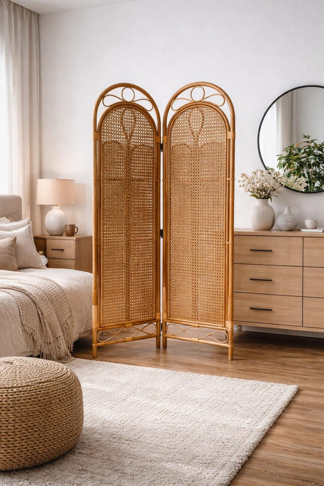 Luxury Cane Divider | Handwoven Rattan Panel | Organic Interior Screen ...