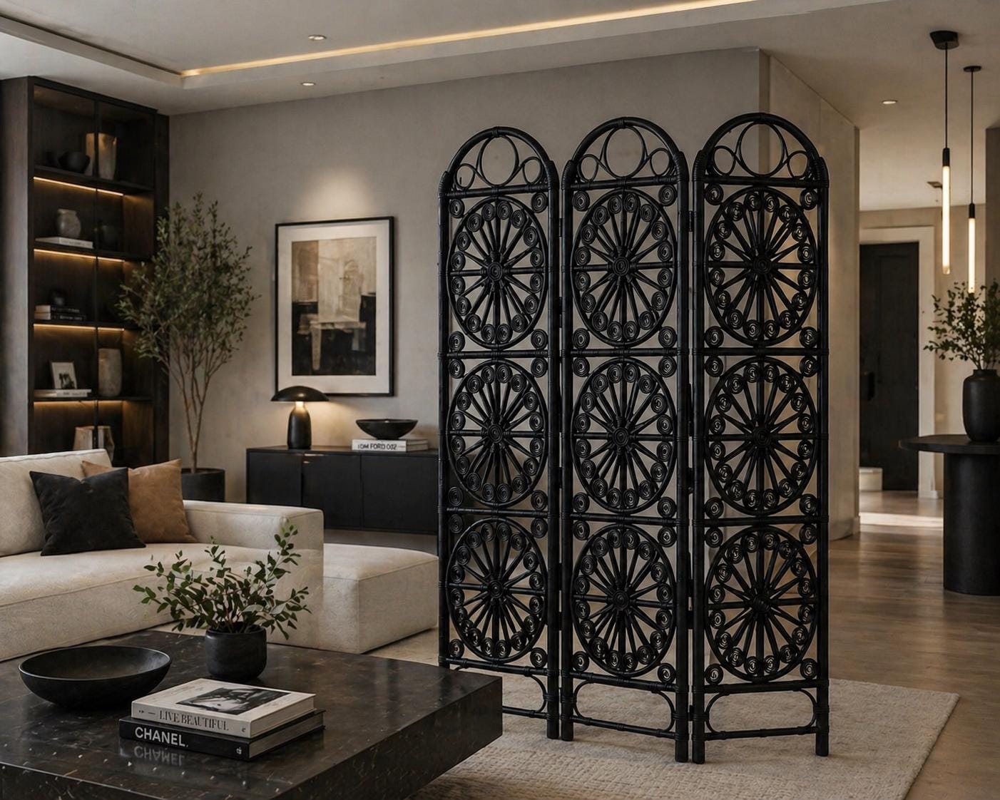 Architectural Cane Divider | Artisan Rattan Partition | Modern Interior ...