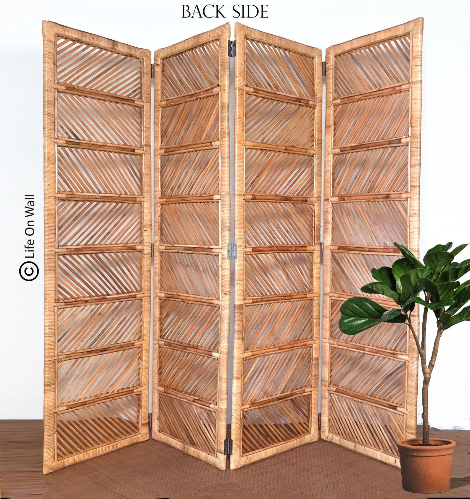 Handmade Rattan room divider 4 fold rattan cane partition 4 Etsy